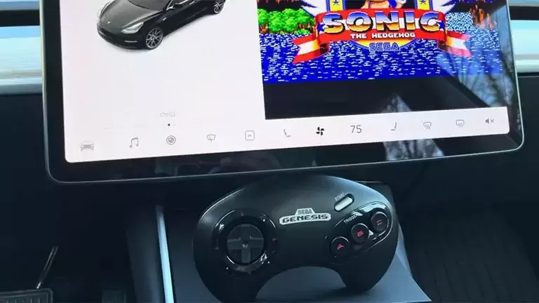 sonic original game becomes playable via tesla cars  Image of sonic original game becomes playable via tesla cars